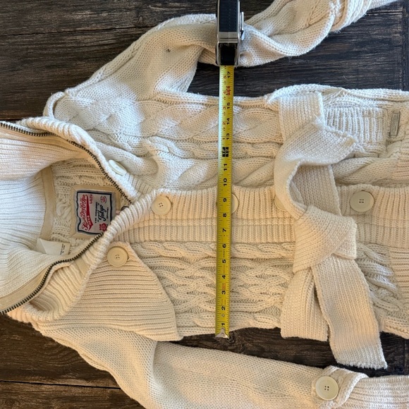SuperDry Cozy Cream Hooded Zip Cardigan with Belt - Picture 6 of 9